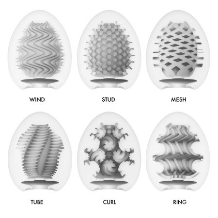 Confezione da 6 masturbatori Tenga Egg Wonder con diverse texture interne