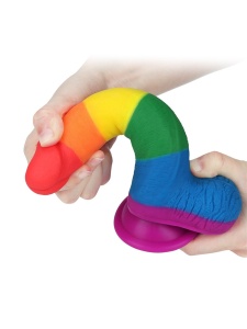 LoveToy 19.5 cm Regenbogen-Dildo - Einzigartiges, farbenfrohes Sextoy
