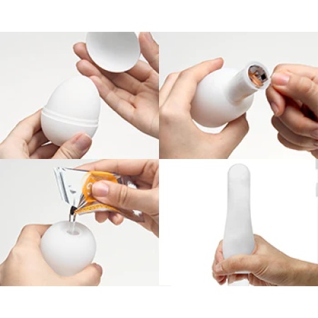 Kompakter Masturbator Tenga Egg Wavy II Cool Edition mit wellenförmiger Innenstruktur