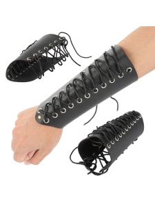 Black Faux Leather BDSM Bracelet, adjustable and sturdy