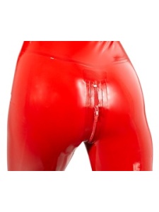 Catsuit in latex rosso brillante di LATE X, un completo erotico e provocante