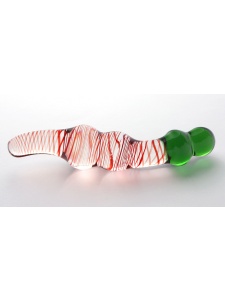 Elegant NANAMI glass dildo with red filaments and green tip
