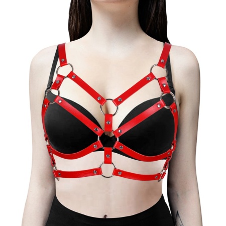 Red Fétiche faux leather harness for women and men