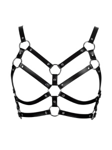 Schwarzes Brustgeschirr aus Kunstleder, ideal für BDSM