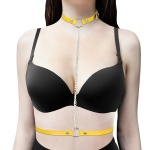 Imbracatura Bdsm - Collare giallo e cintura per il corpo