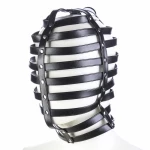 Striped vinyl BDSM balaclava with satin lining