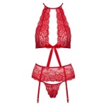 Immagine del set di lingerie in pizzo rosso Kissable Sexy