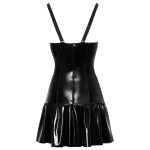 Kurzes schwarzes Vinylkleid Glamour von Black Level, ein schickes Fetisch-Outfit für elegante Abende.