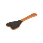 Abbildung des BDSM Paddle Coquin in Herzform, schwarz und braun, 26 cm lang