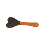 Abbildung des BDSM Paddle Coquin in Herzform, schwarz und braun, 26 cm lang