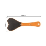 Abbildung des BDSM Paddle Coquin in Herzform, schwarz und braun, 26 cm lang