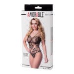 Femme portant le Body Maille Noir Sensuel d'Amorable by Rimba