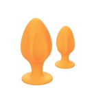 Orange Silicone Cheeky Anal Plug Set by CalExotics