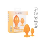 Orange Silicone Cheeky Anal Plug Set by CalExotics