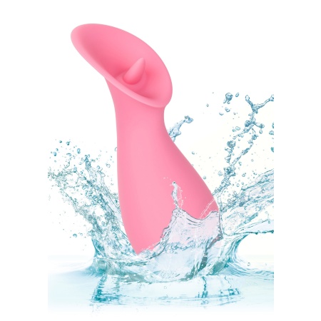 Immagine del vibratore Tickle Me Mini di CalExotics, in silicone rosa, resistente all'acqua e ricaricabile
