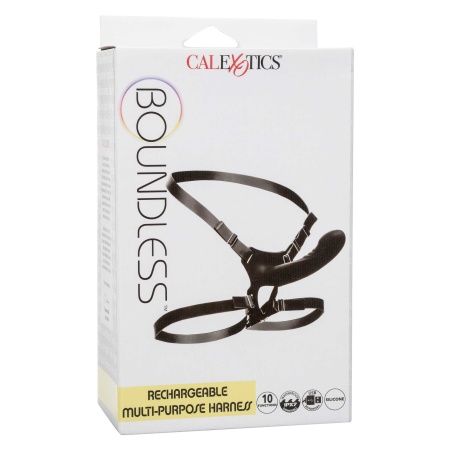 Image of the Boundless Intensified Vibrating Harness by CalExotics in black silicone