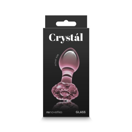 Image of the Pink Crystal Flower Glass Anal Plug by NS Novelties