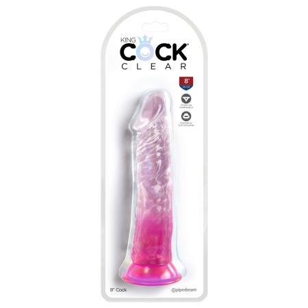 Realistic translucent pink dildo by Pipedream, King Cock Clear 8" model