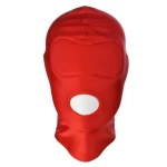 Image of the Red Open Mouth Hood, BDSM accessory in spandex
