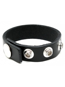 Image of the Rimba Adjustable Cockring in Black Leather, innovative sextoy for more pleasure