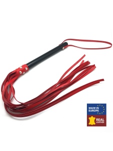 Fouet BDSM Martinet Brins en Cuir Rouge de la marque The Red