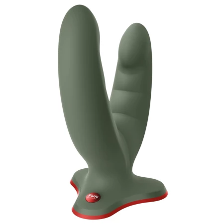 Image of the Dildo Double Fun Factory Ryde Vert, a unique sextoy designed to simultaneously stimulate the G-spot and the anal area.