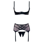 Woman wearing the'Sexy Cottelli Lingerie Set Black