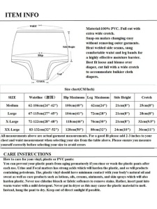 Culotte d'incontinence adulte Haian en vinyle transparent, avec boutons-pression pour un changement facile