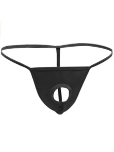 Woman wearing a Sexy Open Viscose Thong in black