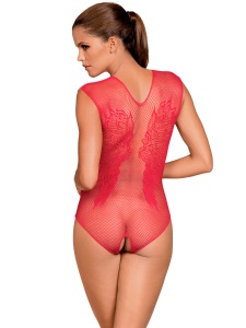 Obsessive red lace open bodysuit