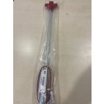 Red metal whip with leather cross