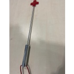 Red metal whip with leather cross