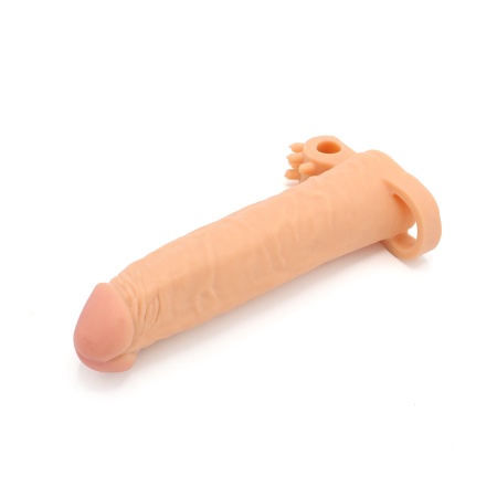 Kiotos realistic penis sleeve with vibrator ball holder