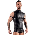 black vinyl top with studded harness