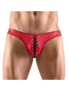 Sexy shiny red briefs with black lacing