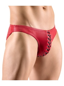 Sexy shiny red briefs with black lacing