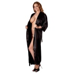 Sexy black satin kimono