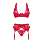 Sexy Red Lace Set 3-pcs