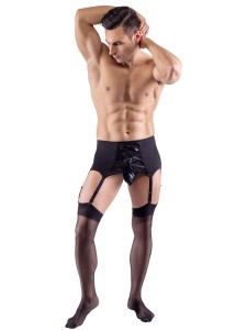 men's sexy black suspender belt