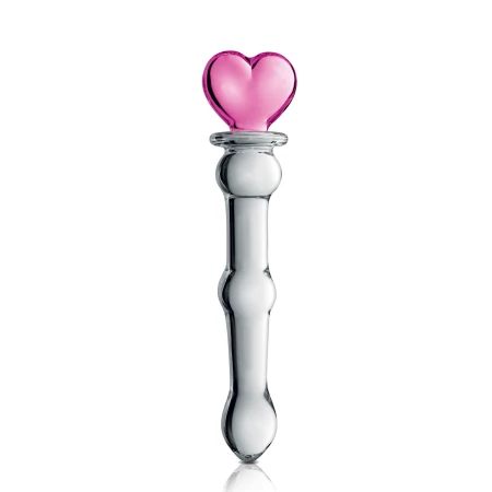 Gode en verre Glossy Toys n°21 avec cœur rose