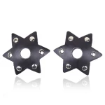 Erotic nipple covers in imitation leather with small rivets