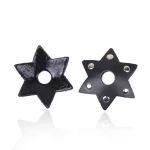 Erotic nipple covers in imitation leather with small rivets