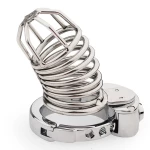 Adjustable metal chastity cage with silver finish