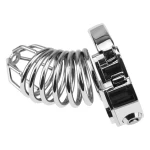 Adjustable metal chastity cage with silver finish