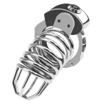 Adjustable metal chastity cage with silver finish