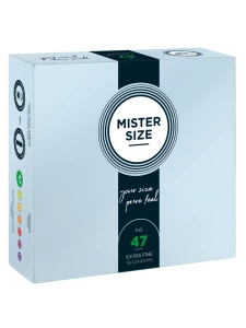 Bild des Kondoms My Size 47 mm von Mister Size, transparent und aus Naturkautschuklatex