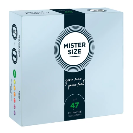 Image of the My Size 47 mm condom by Mister Size, transparent and made of natural rubber latex