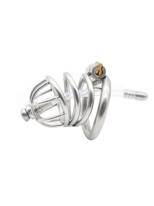 Image de la Cage de Chasteté avec Plug d'Urètre en Silicone et Anneau Incurvé