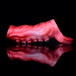 Manicotto per pene in silicone realistico, rosso e bianco