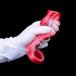 Manicotto per pene in silicone realistico, rosso e bianco